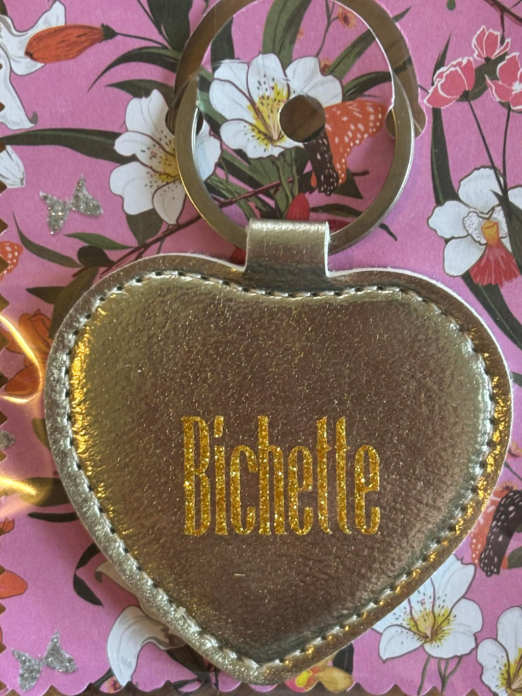 Porte clé message "Bichette"