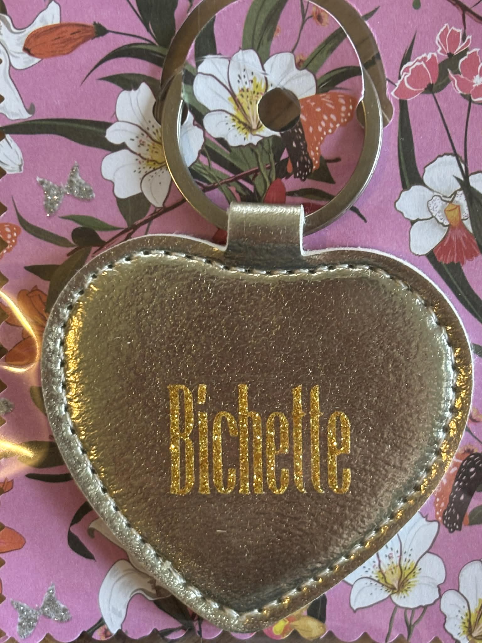 Porte clé message "Bichette"